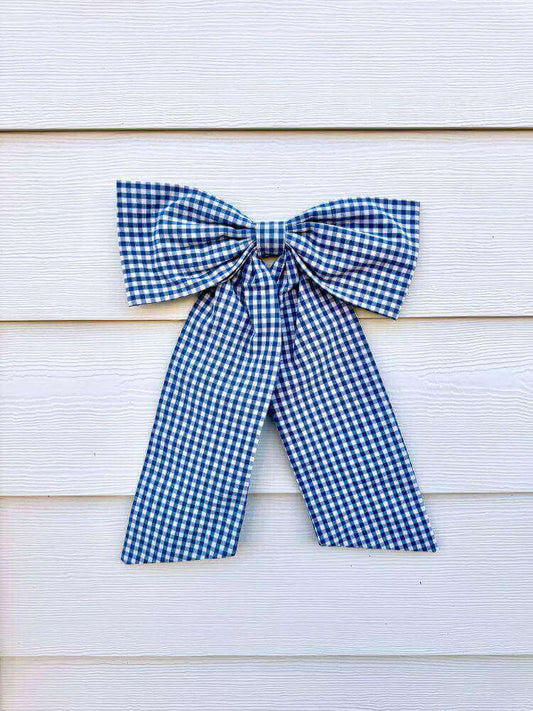 Blue Gingham Bow on house