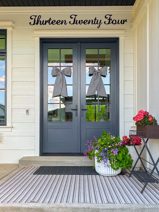 Front Door Black Gingham Bow