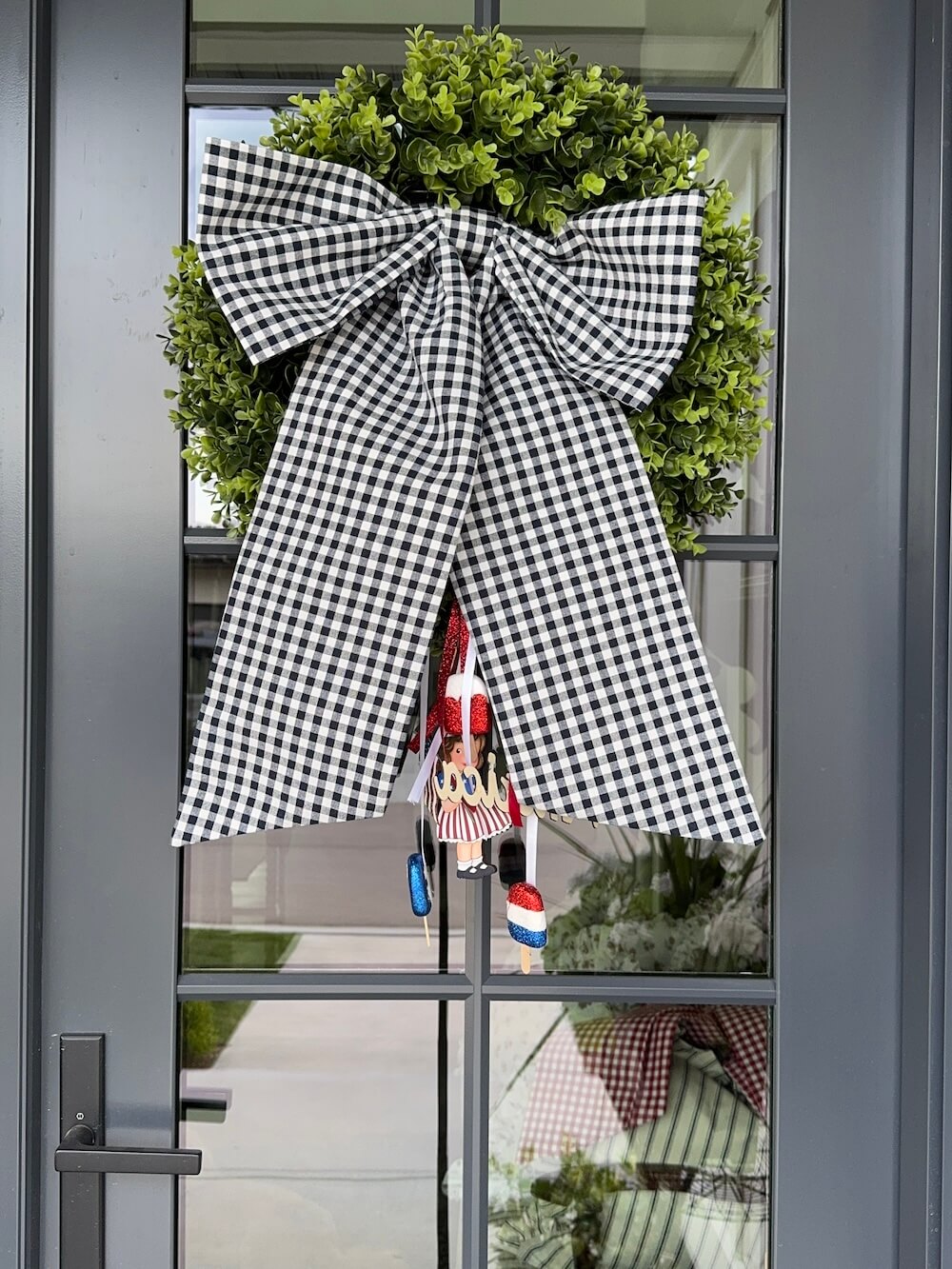 Navy Gingham Bow (Heavy Cotton)