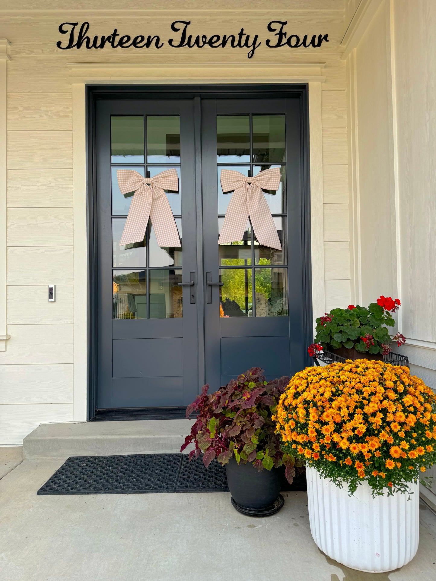 Cream Gingham Bow (Polyester Blend)