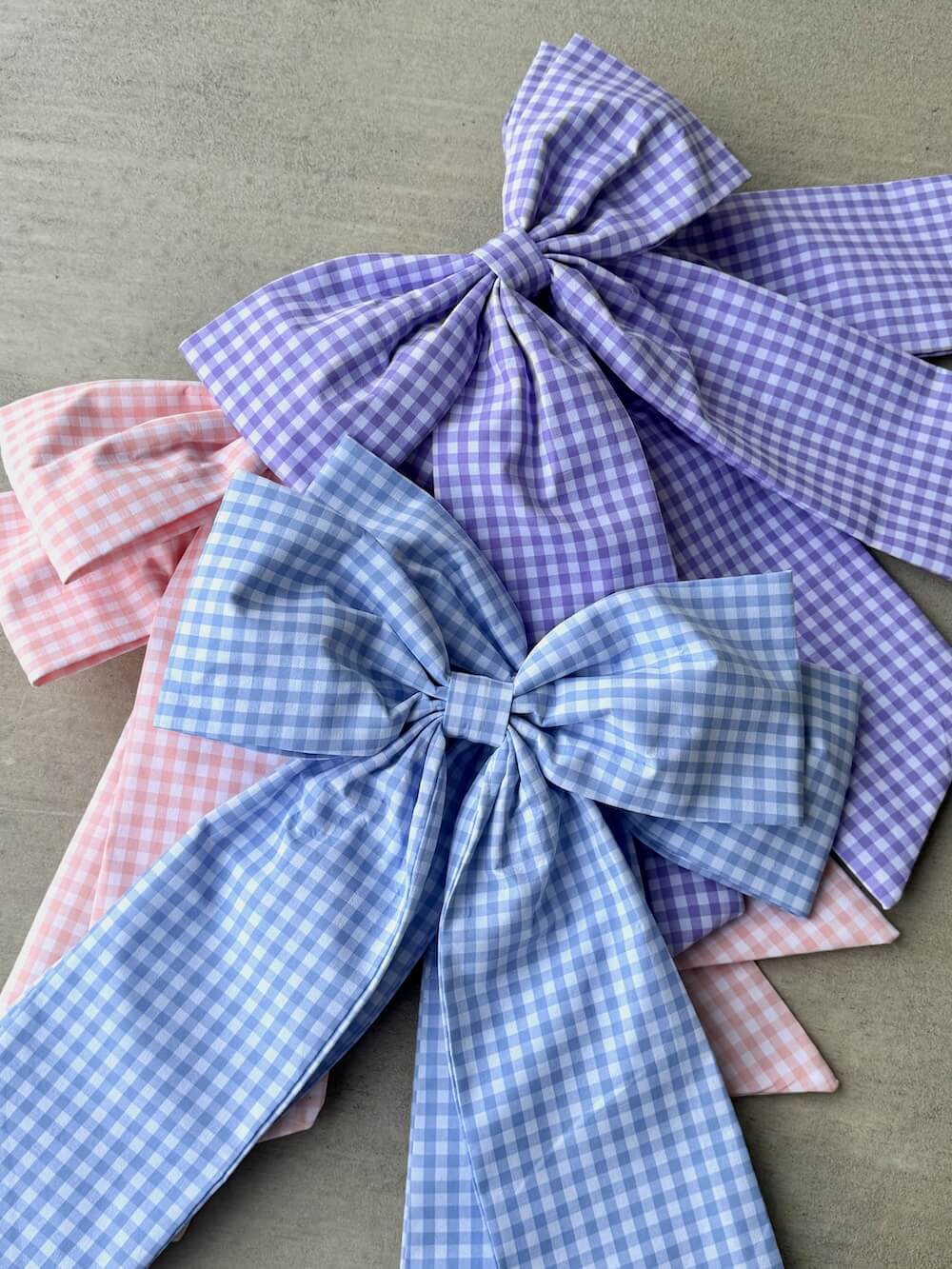 Lavender Gingham Bow (Polyester Blend)