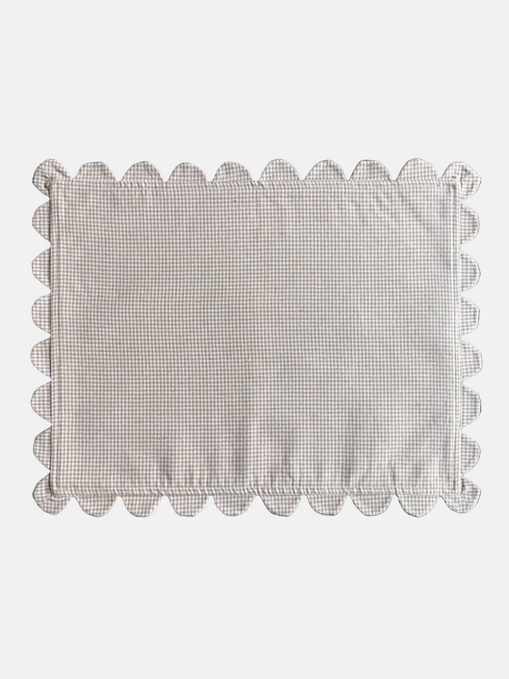 Cream Gingham Scalloped Placemats - Set of 4