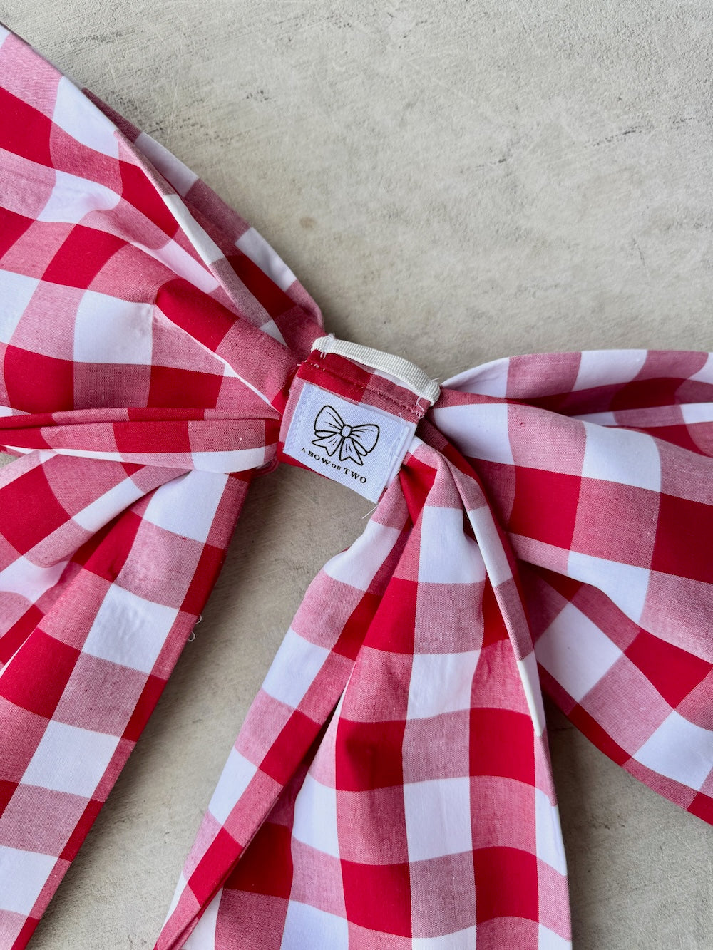 Cherry Red Check Bow