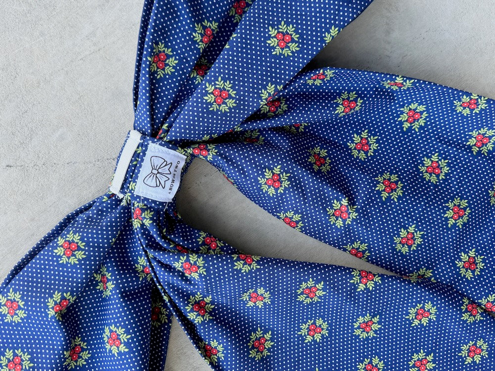 Navy Floral Bow