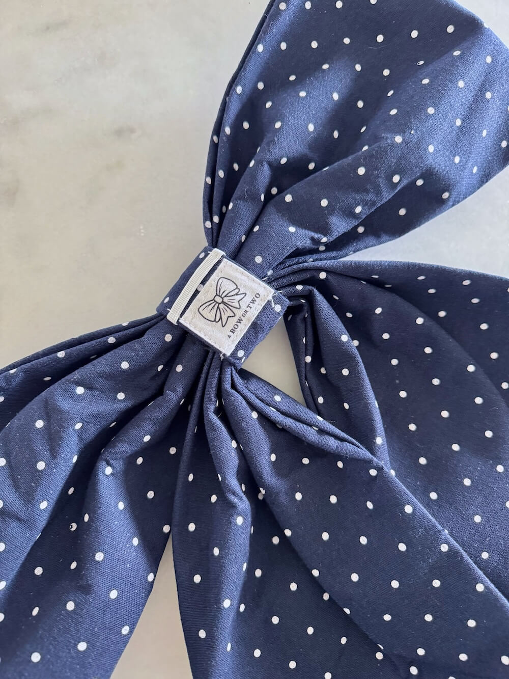 Navy Polka Dot Bow (Heavy Cotton)