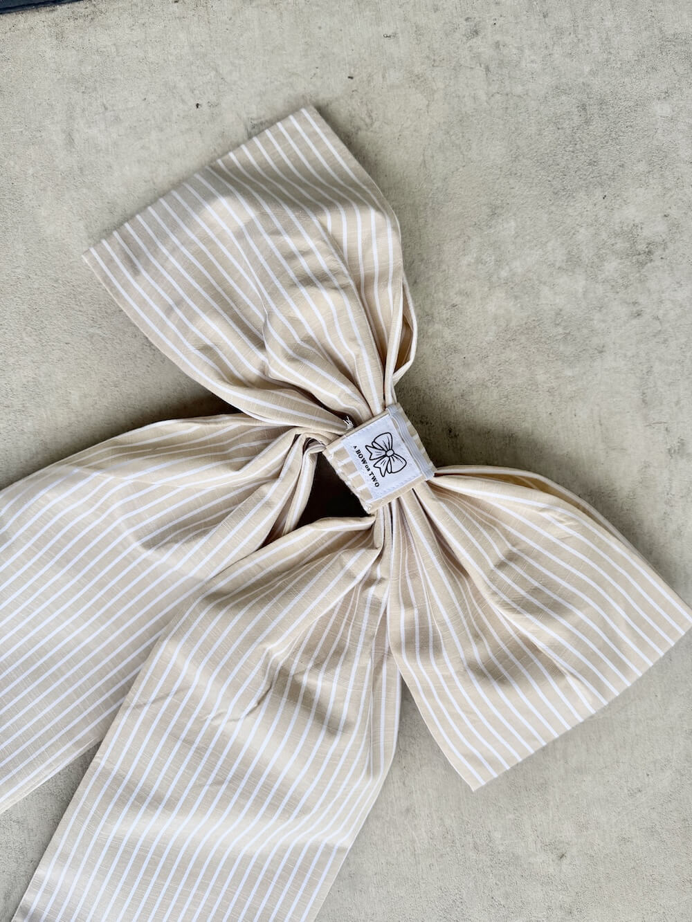 Beige and White Stripe Bow (Heavy Cotton)