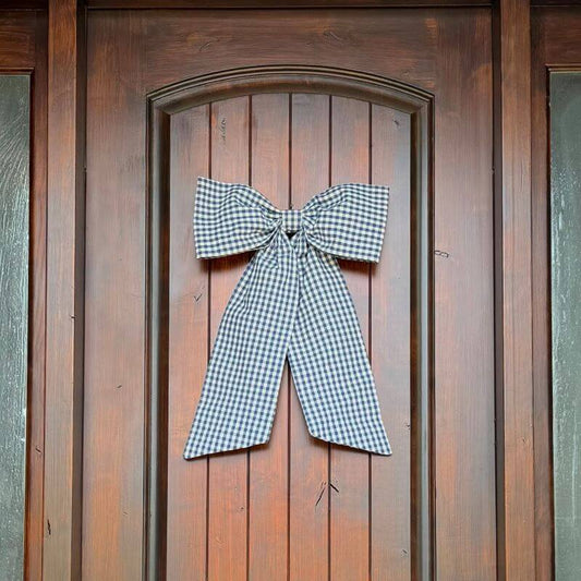 black gingham bow on front door