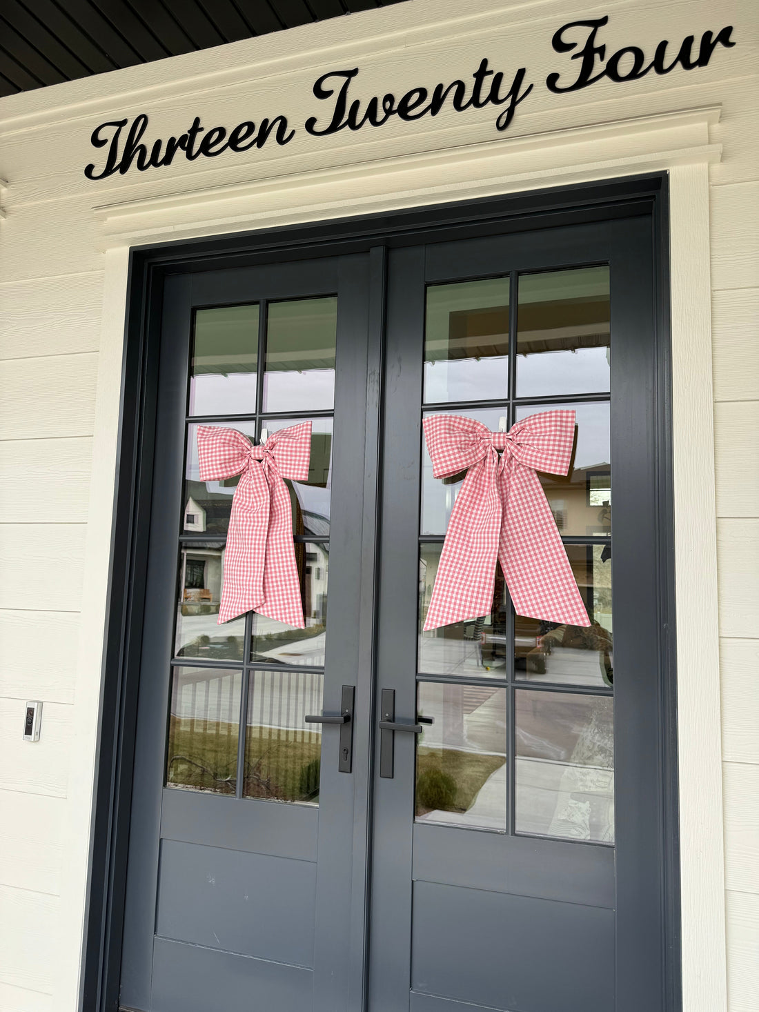Red Gingham Decorative Door Bow