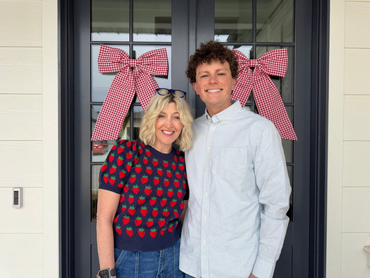 Jake and I with our Red Gingham Bow