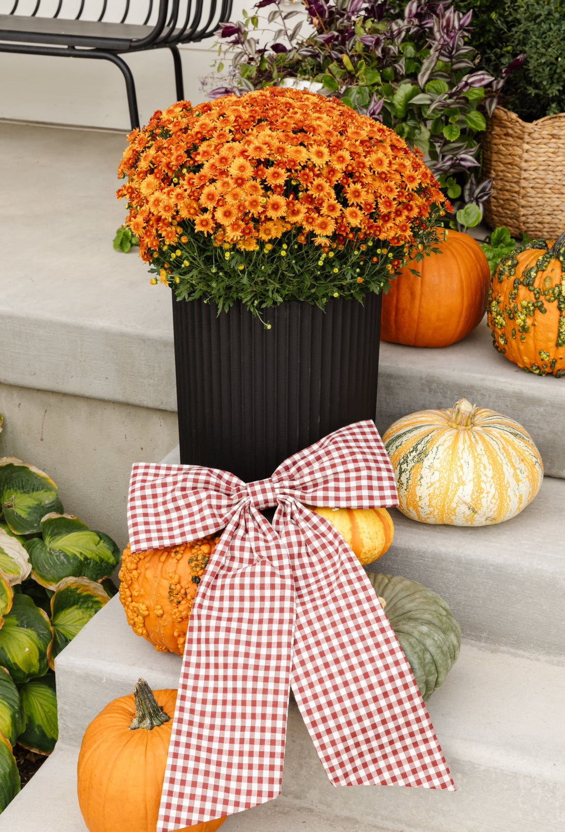 Door Bow arranged with orange flowers