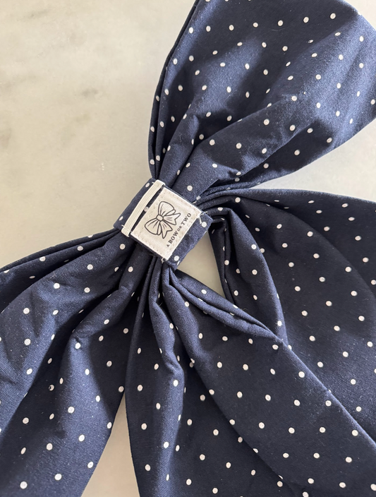 Navy Blue Polka Dot Bow