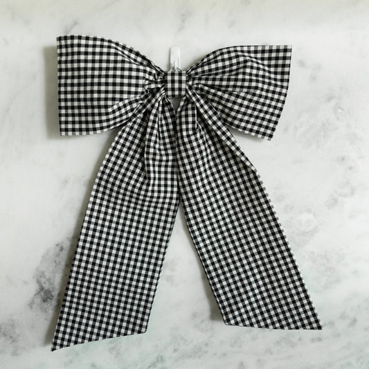 Black and White Gingham Bow