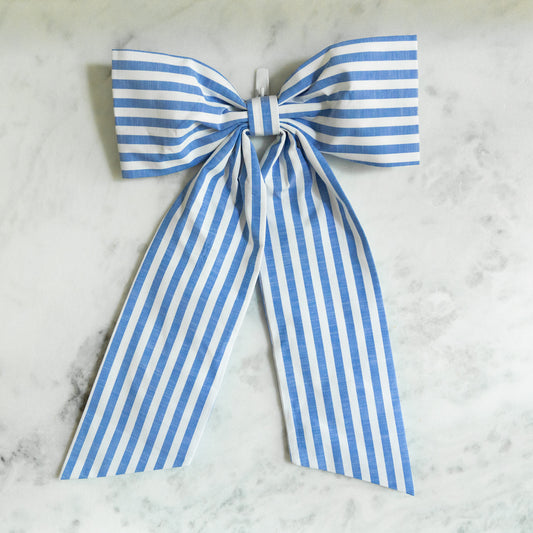 Blue Bold Stripe Bow