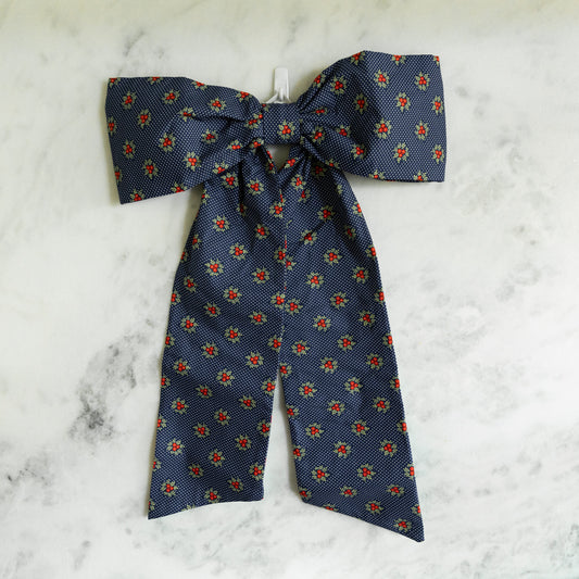 Navy Floral Bow