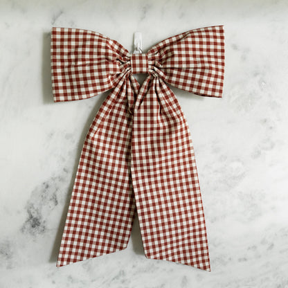 Burgundy Gingham Bow