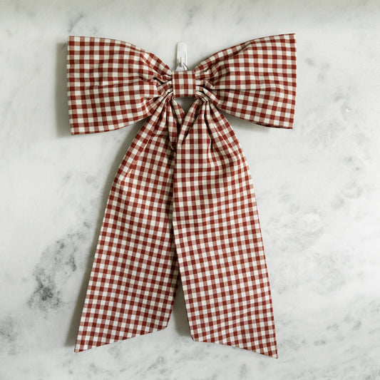 Burgundy Gingham Bow