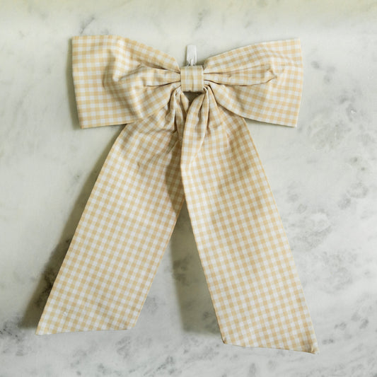 Cream Gingham Bow (Polyester Blend)