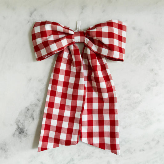 Cherry Red Check Bow