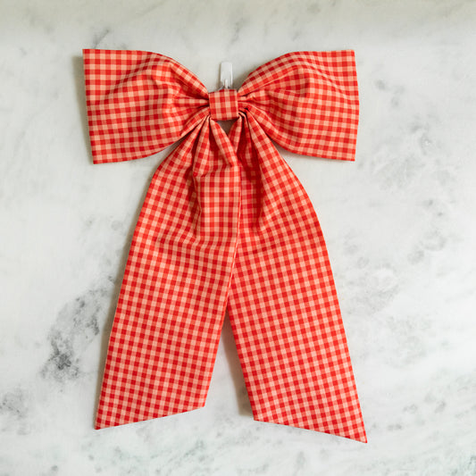 Pink and Red Gingham Bow
