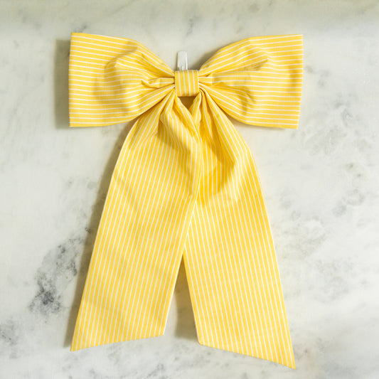 Yellow and White Stripe Bow