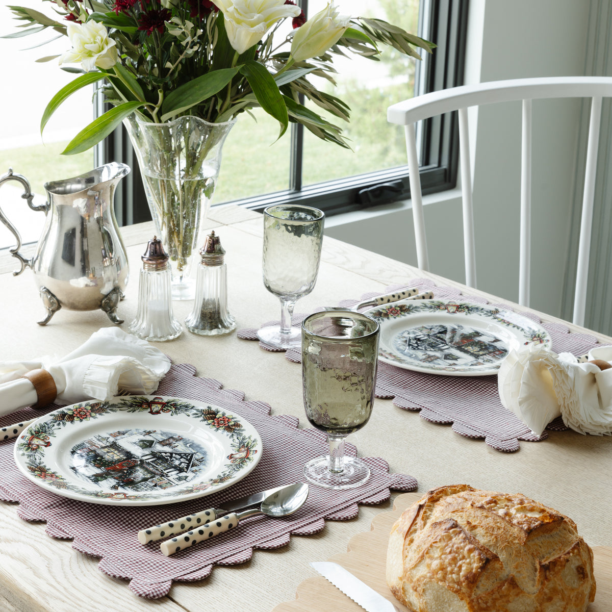 Cranberry Scalloped Placemats - Set of 4