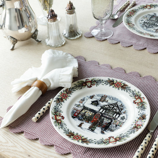 Cranberry Scalloped Placemats - Set of 4