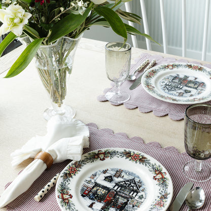 Cranberry Scalloped Placemats - Set of 4