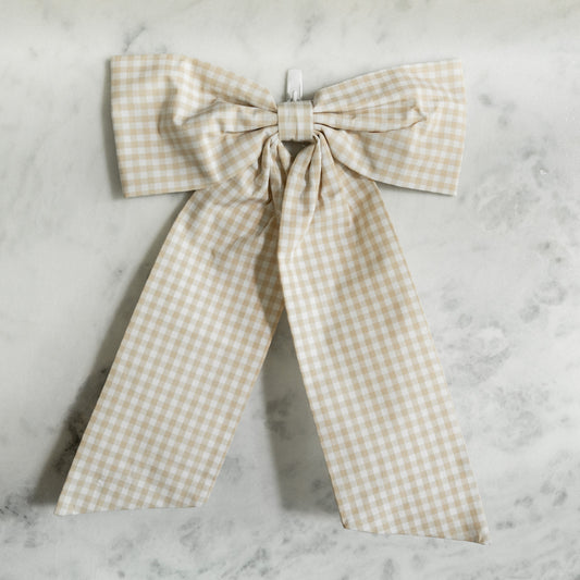 Cream Gingham Bow