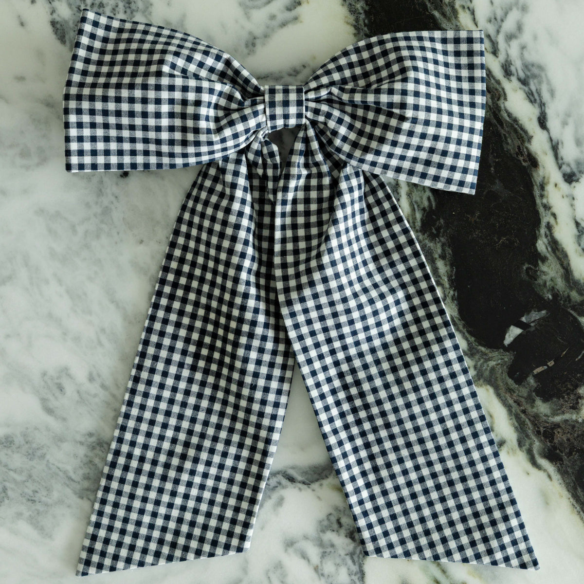 Navy Gingham Bow