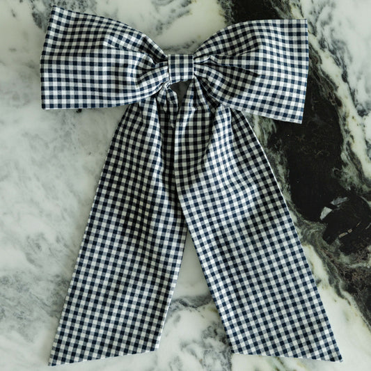 Navy Gingham Bow