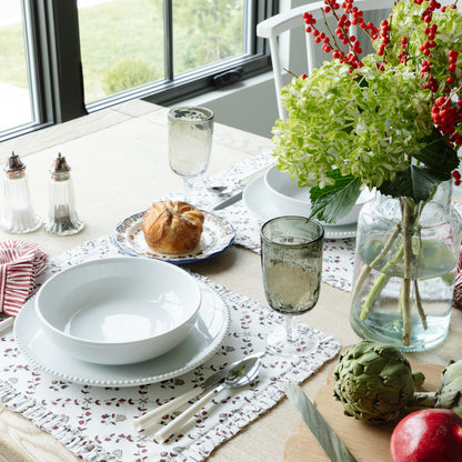 Ruffled Red Floral Placemats - Set of 4