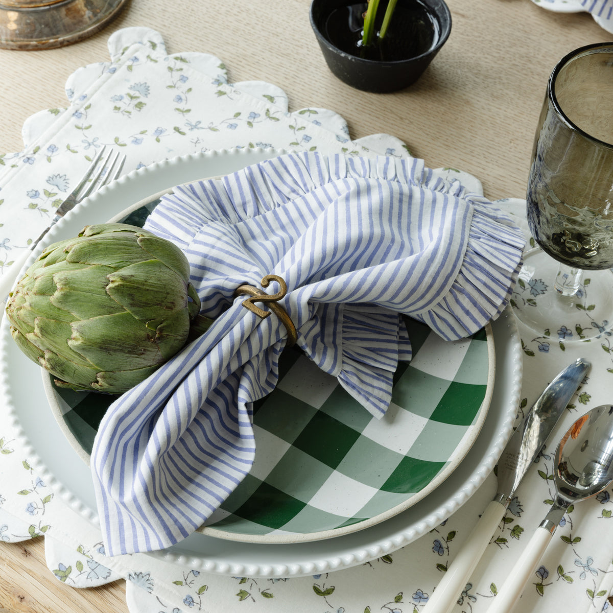 Scalloped Blue Floral Placemats - Set of 4