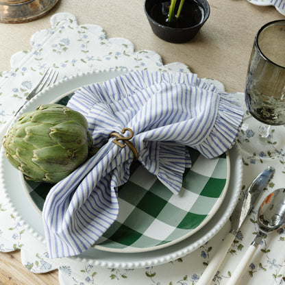Scalloped Blue Floral Placemats - Set of 4