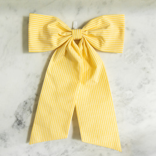 Yellow and White Stripe Bow