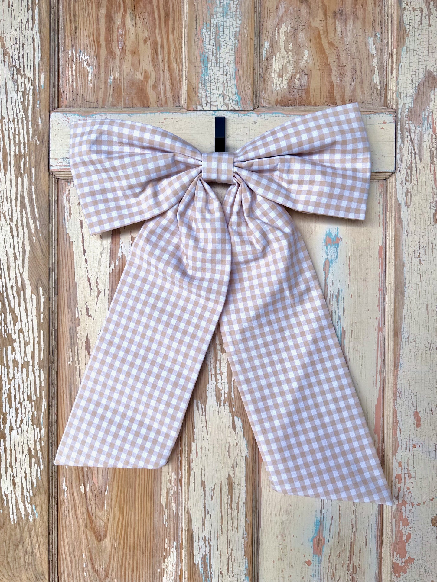 Cream Gingham Bow