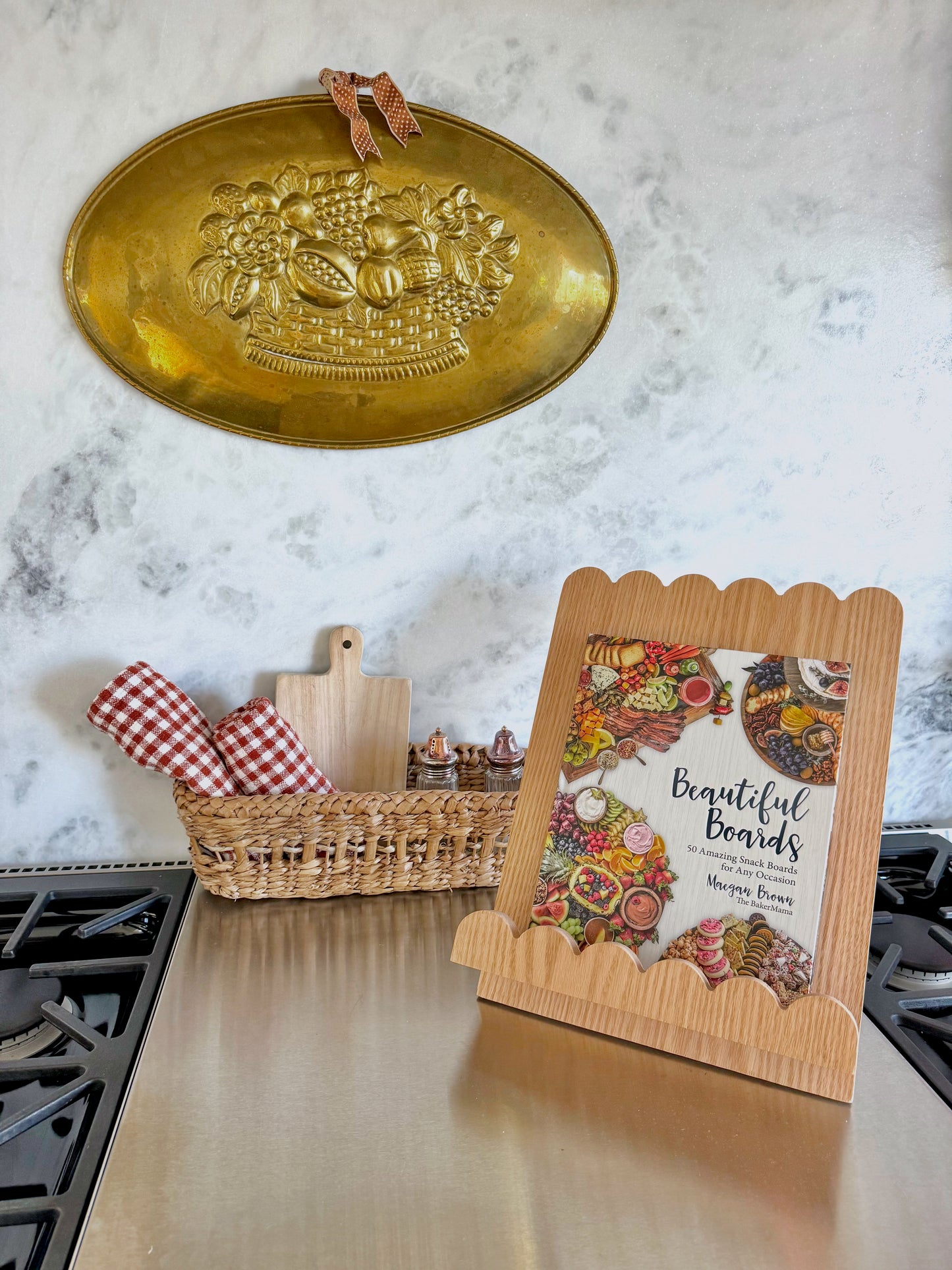 Scalloped Oak Cookbook Holder