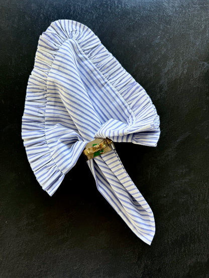 Blue Stripes Ruffled Napkins - Set of 4