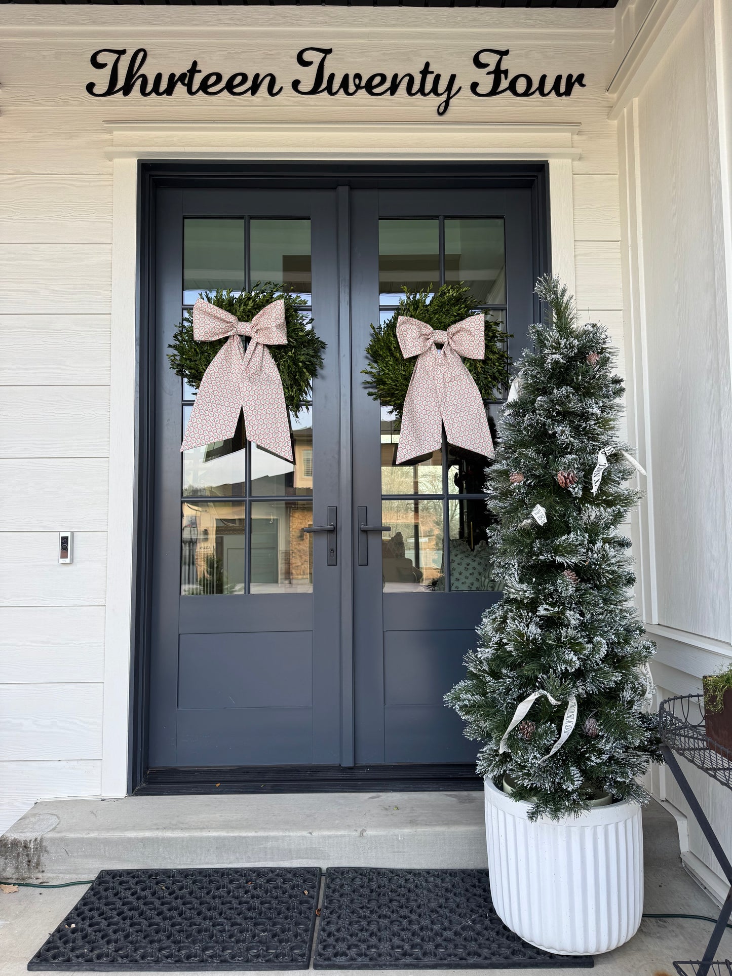 White Christmas Floral Bow