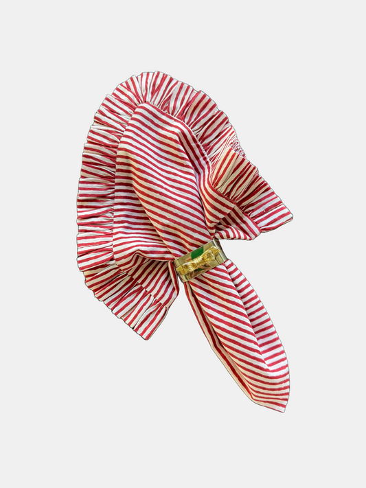 Red Stripes Ruffled Napkins - Set of 4