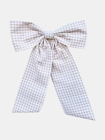 Cream Gingham Bow