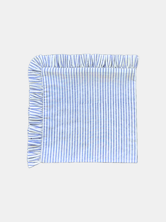 Blue Stripes Ruffled Napkins - Set of 4