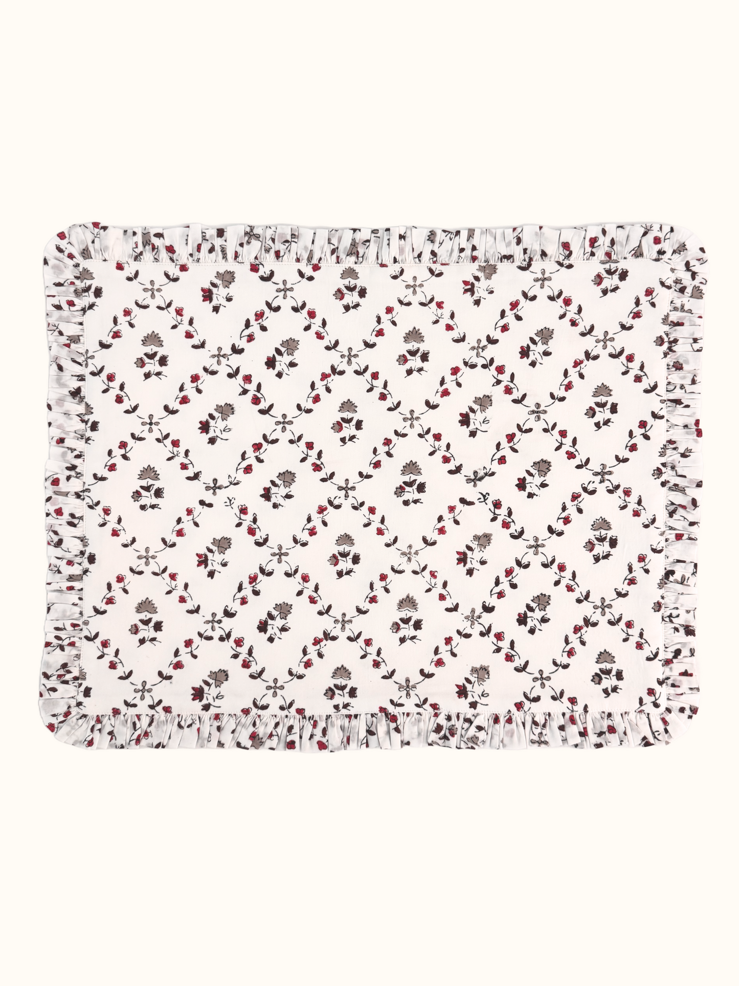 Ruffled Red Floral Placemats - Set of 4