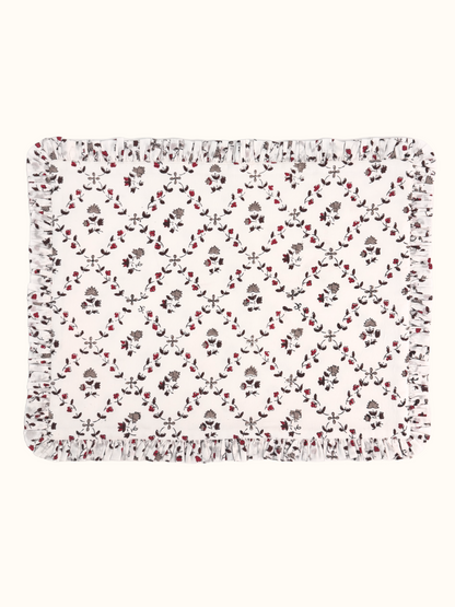 Ruffled Red Floral Placemats - Set of 4