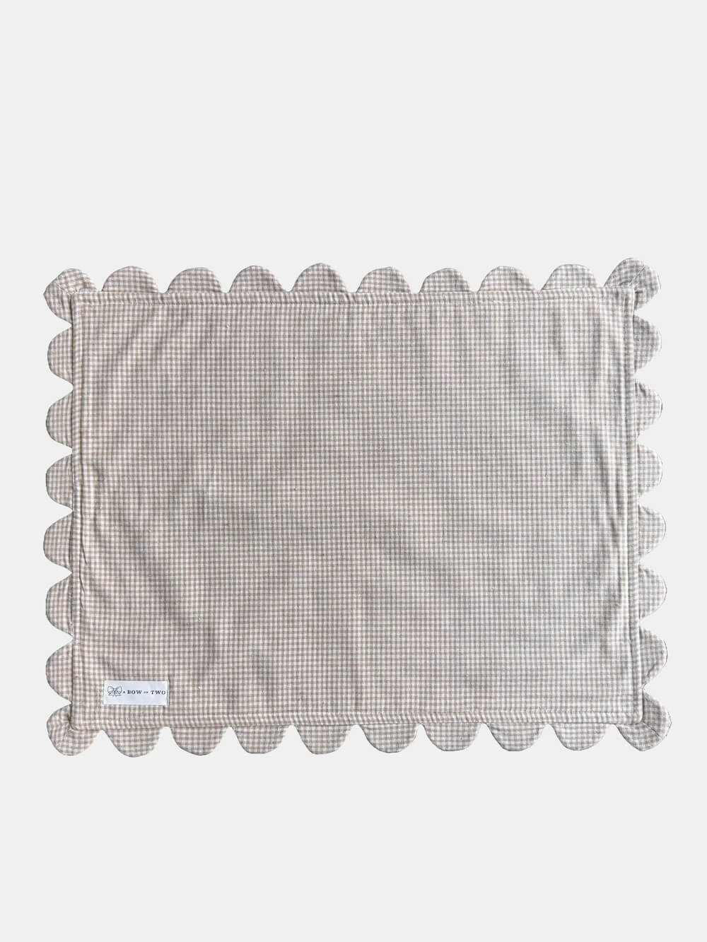 Cream Gingham Scalloped Placemats - Set of 4