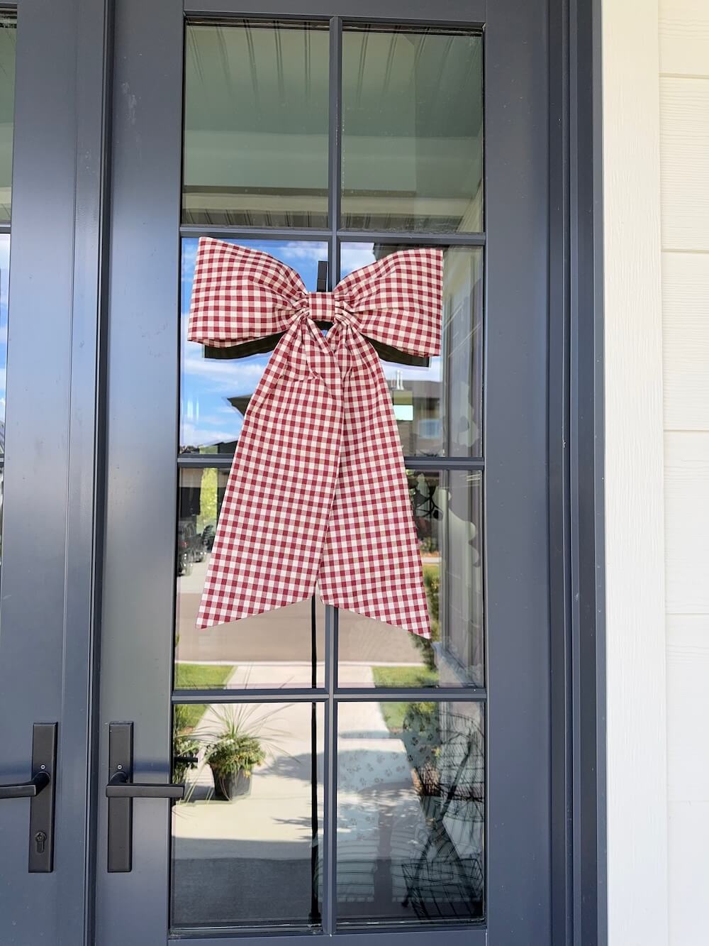 Burgundy Gingham Bow (Heavy Cotton)