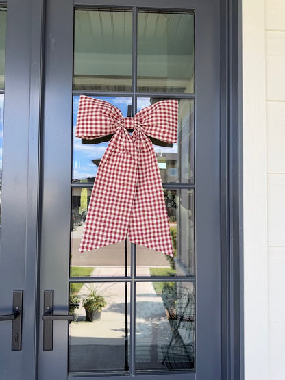 Burgundy Gingham Bow (Heavy Cotton)