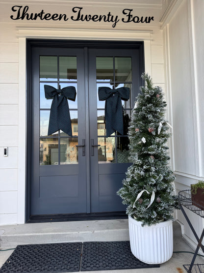 Grey Christmas Floral Bow