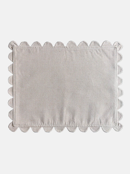 Cream Gingham Scalloped Placemats - Set of 4