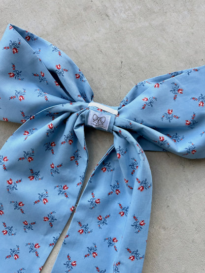 Baby Blue Floral Bow