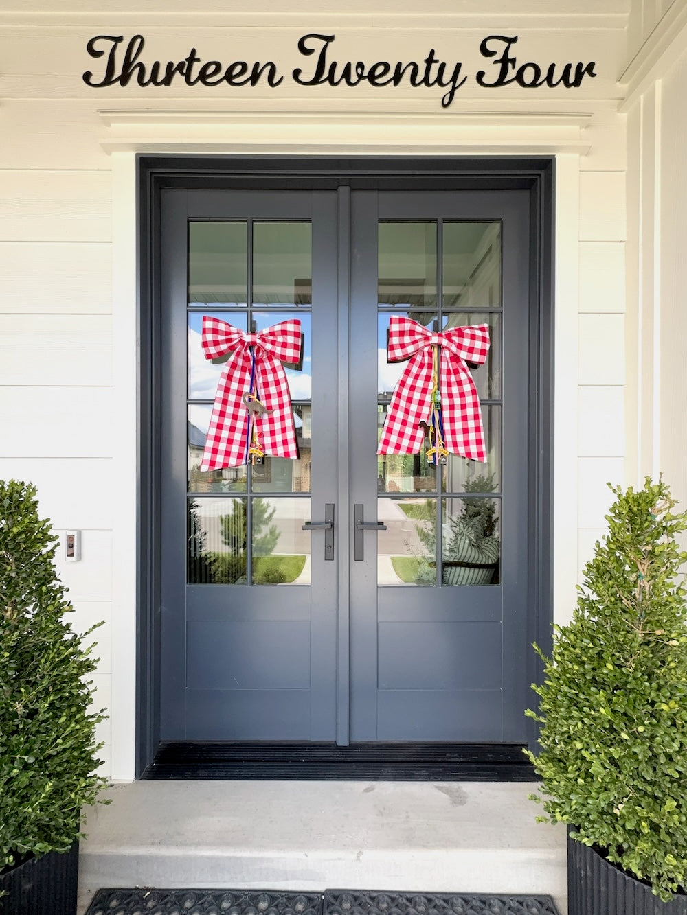 Cherry Red Check Bow